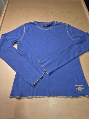 American Eagle Outfitters Blue Long-Sleeve Crewneck Shirt
